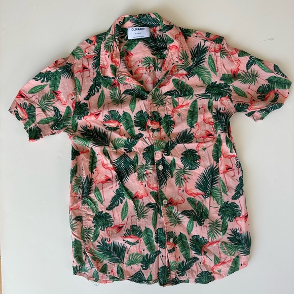 Old Navy family matching Flamingo button down camp style kids shirt - Picture 4 of 5
